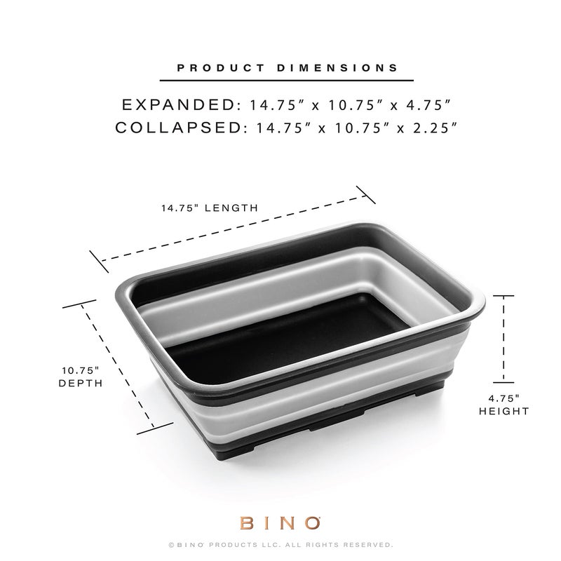 BINO Collapsible Wash Basin - Grey | Portable Dish Tub | Kitchen | Camping | Sink | Home Essentials | Baby Travel | Folding Dish Pan for Maximum Space Saving - Image 3